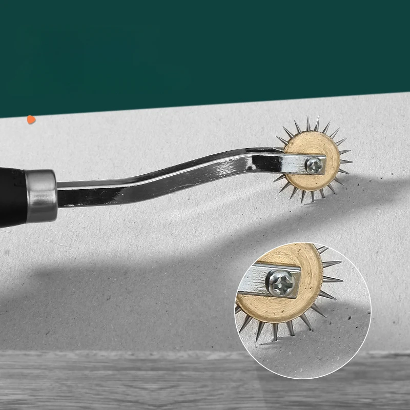 Lederen Tool Diy Alle Stalen Tand Type Krabwiel Tracing Lijn Persrol Houten Handvat Draad Perswiel