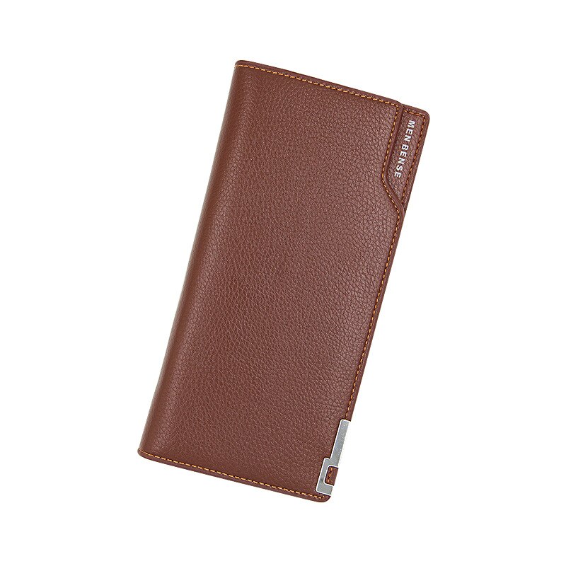 Luksusowe męskie ze skóry PU podłużne portfele na zamek błyskawiczny Masculina Carteras ID etui na karty kredytowe torebka z uchwytem Billetera portfel portefeuille: lekki brązowy