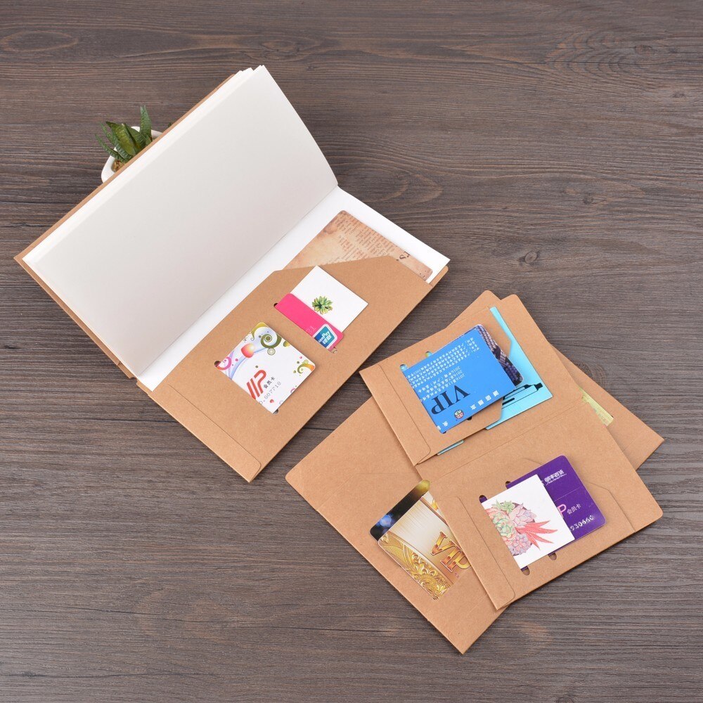 Kraft Paper File Holder Travel Journal Notebook Planner Accessories Regular Passport size Card Holder Pocket Storage Stationery