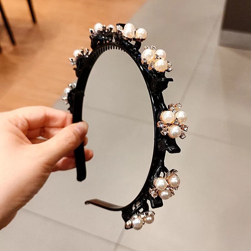 Sort flette hårklemme luftvævet hoved bøjle stylingværktøj mænd kvinder sport pandebånd dobbelt pandehår frisure make up hårnåle: 2