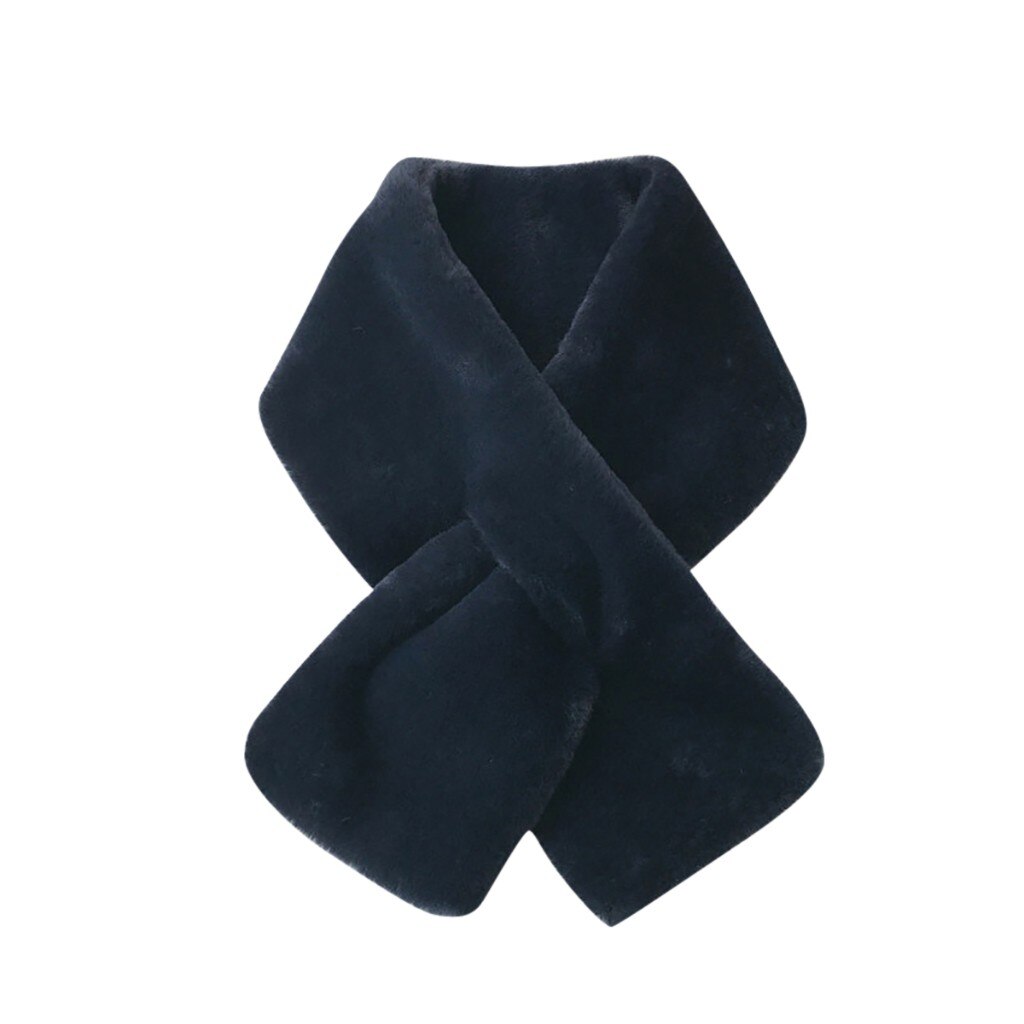 Kobiety moda szalik zimowe futro kaszmirowe szale jednokolorowe utrzymuj panie ciepłe szale śliczne wysokiej jakości szale damskie Echarpe: Granatowy