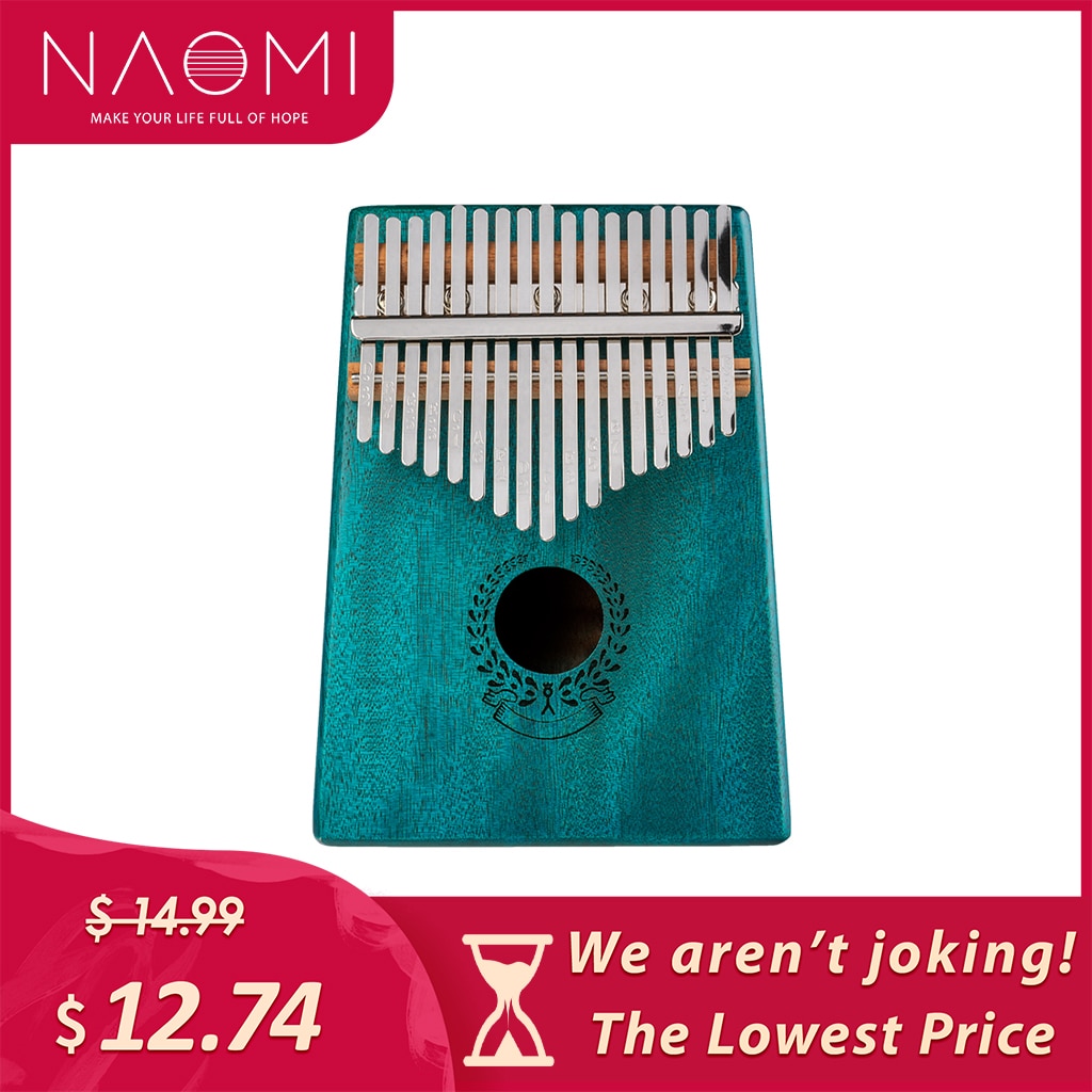 NAOMI 17 Keys Kalimba Thumb Piano Bass Mahogany +Steel Keys Durable Children Christmas