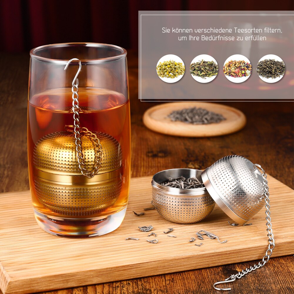 HOMEMAXS 2pcs Tea Infuser 304 Stainless Steel Mesh Tea Infuser Loose Leaf Tea Strainer Premium Tea Filter Tea Interval Diff
