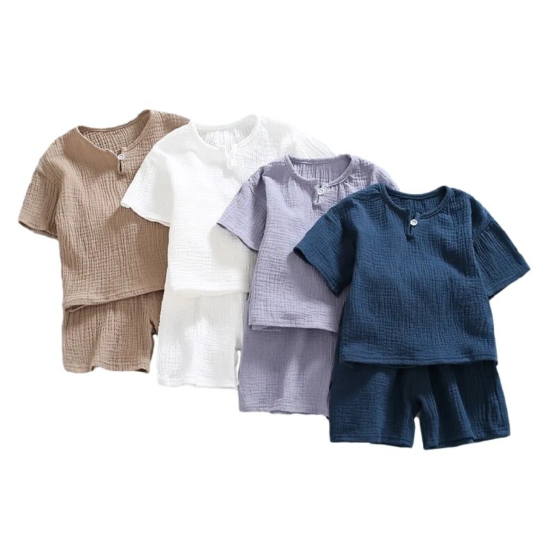 12M-8 Jahre 2 Stck Jungen Mädchen Kleidung setzt Sommer Baby Mädchen Kleidung Baumwolle Und Leinen retro freundlicher freundlicher Kleidung anzüge