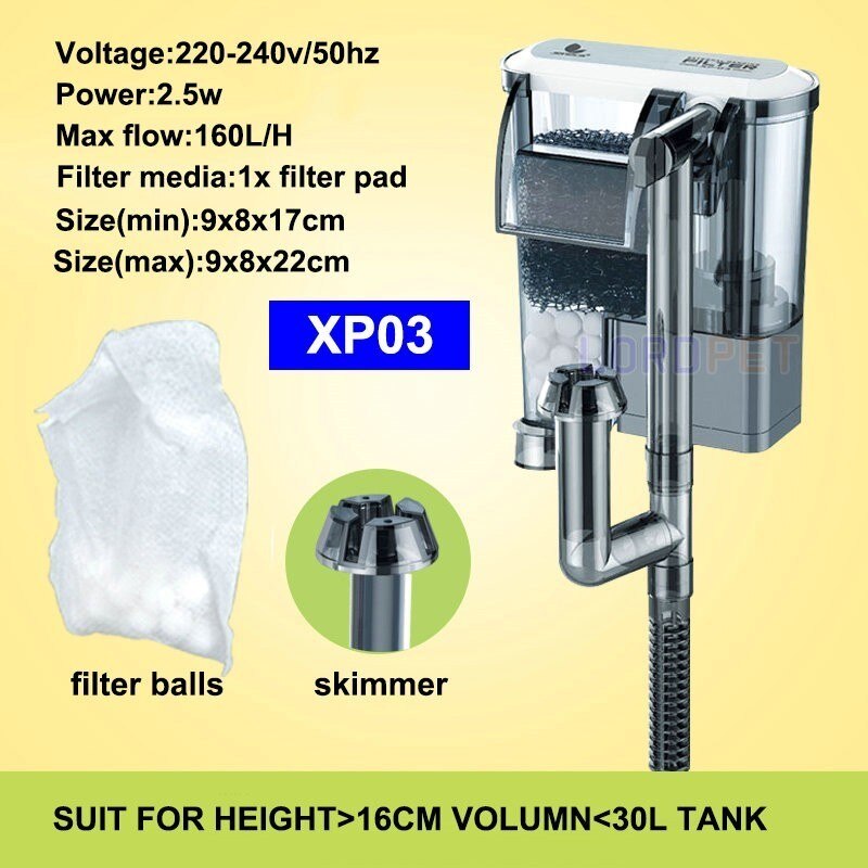 Aquarium Waterfall Filter Hang On Adjustable Water Flow Filter Spong Pad Multifunction Optional Uvc Lamp Skimmer Fish Tank 220v: xp03