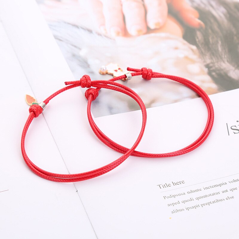 2-Piece Set Best Friend Cute Rabbit Carrot Bracelet Charming Couple Bracelet Jewelry Girl Party Accessories