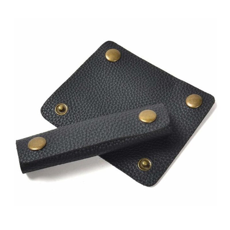 Poignée de bagage en cuir, valise enveloppante, poignée de protection, sangle d&#39;épaule pour poussette: Black