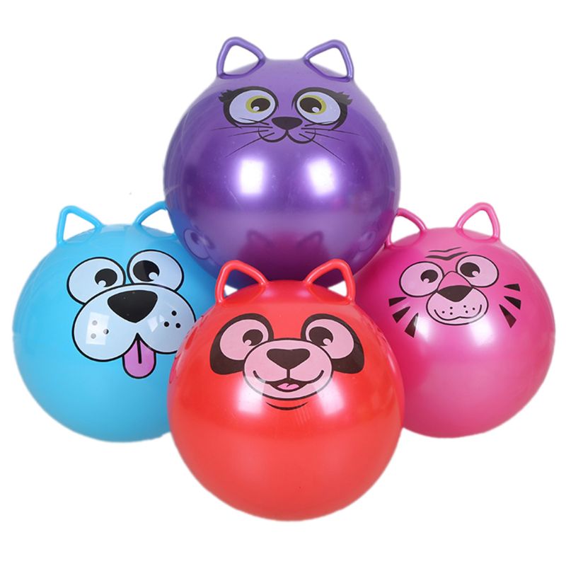 Inflatable Jump Ball Cartoon Print Hopper Bounce Outdoor Sports Toy Balls with Handle Kids Toy: 3Random