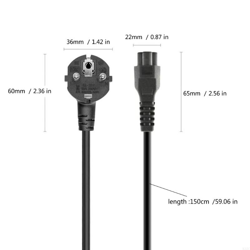 K32c bärbar dator strömkabel sladd 3 -polig kontakt pvc-isolerad kabel för bärbar dator laddningsadapter 1.2m 4ft