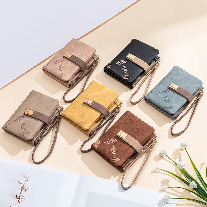 Matte Pu Leather Women Wallet Small Zipper Coin Purse Short Ladies Wallet Wristlet Women Purse Female Coin Pocket Card Holders