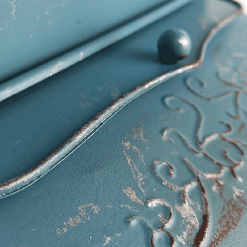 European Style Iron Retro Mailbox Blue Mailbox