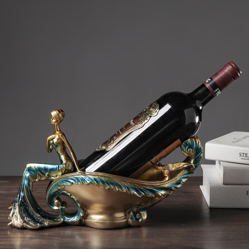 Vrouwen Vormige Sculpturen Wijn Fles Houder Premium Hars Stevige Sculpturen Wijnrek Keuken Decoratie Ambachten MAZI888: A
