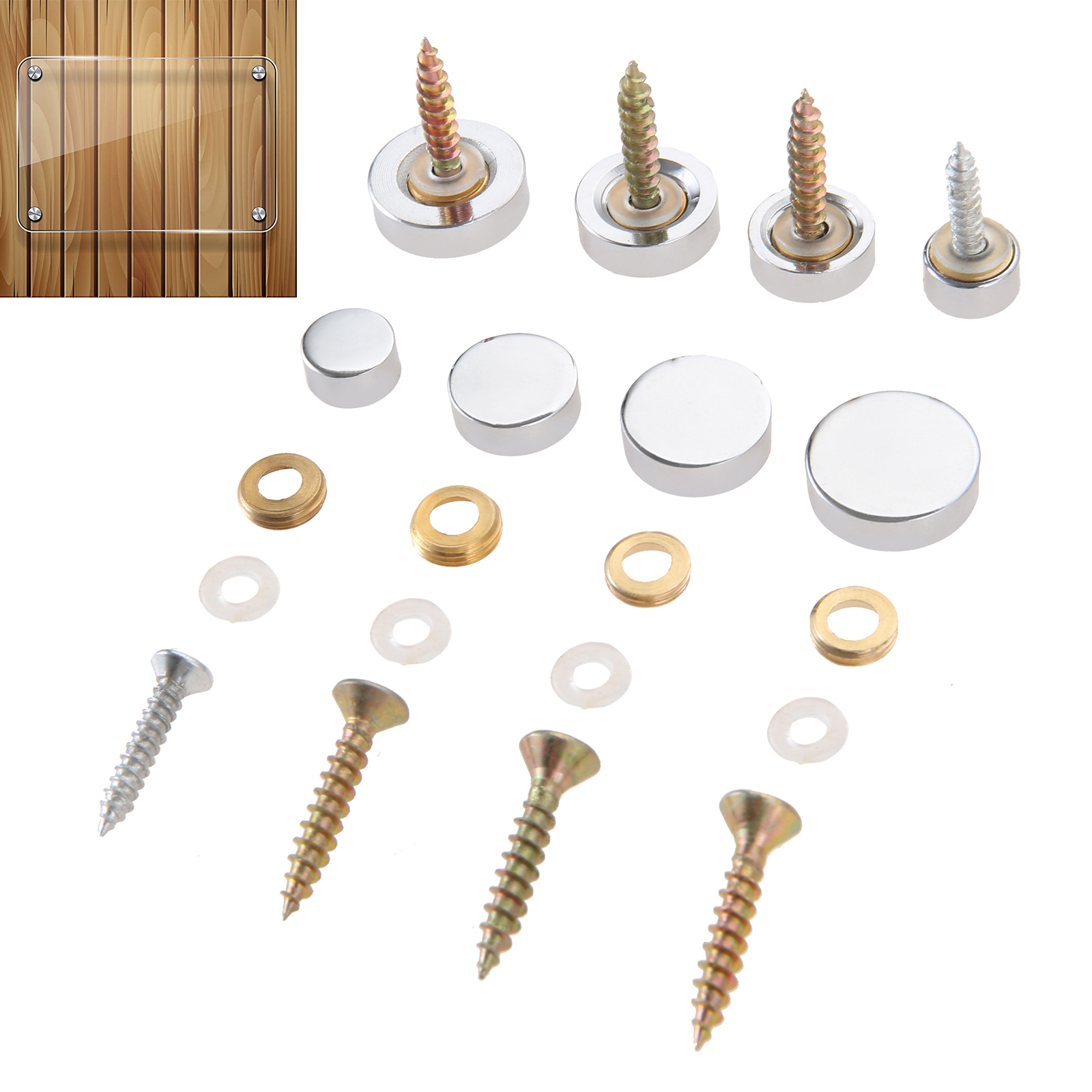 4 st dekor spegel spik solid koppar lock lock fästelement fixering speglar glas te bord garderob 10/14/16/18mm m/skruv+bricka