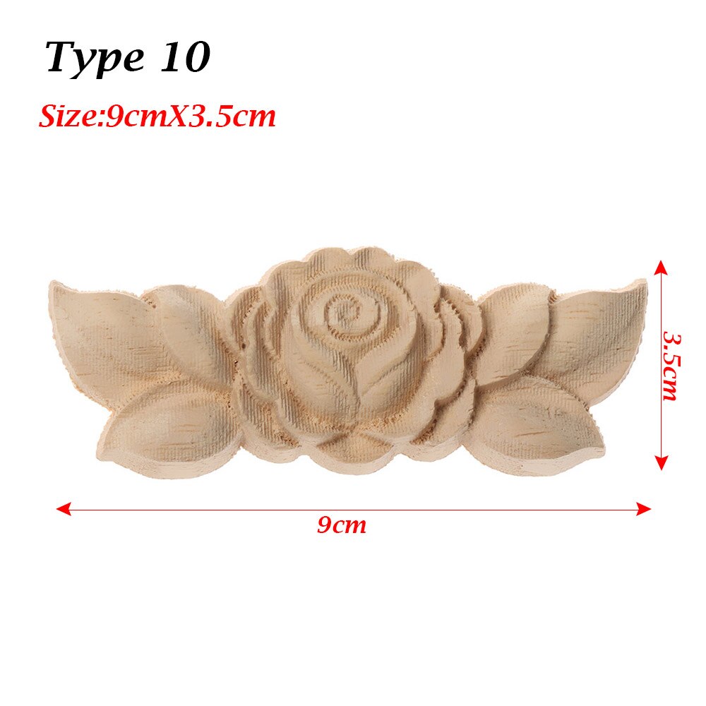 1 PC Ecke Appliques Holzschnitzerei Rose Blume Unlackiert Blumen- Geschnitzte Holz Handwerk Möbel Ornament DIY Hause Dekoration: 12