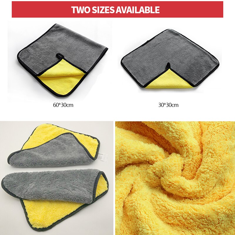 30x30/60CM Car Wash Rag Microfiber Towel Car Cleaning Drying Cloth Hemming Car Care Cloth Micro Fiber Detailing Car Wash Towels