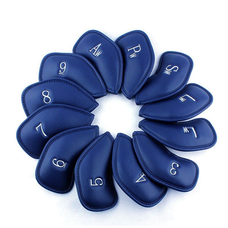 Synthetic Leather Golf Iron Head Covers 12 Pcs/Set Waterproof Durable Club Protect Headcovers
