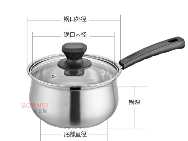1 ud. De olla de acero inoxidable con base Extra alta, utensilios de cocina, cocina de inducción, sopa y ollas para el hogar: 16CM
