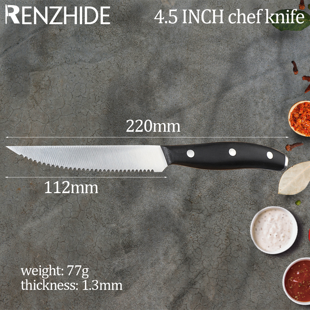 RZD cuchillo para carne de 4,5 pulgadas, juego de cubiertos de acero inoxidable para Chef, filo dentado, herramienta de vajilla para comida occidental