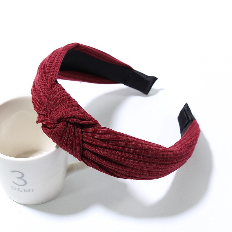 1 Pc Verkoop Boog Knoop Haarband Zachte Katoen Comfortabele Zoete Eenvoudige Meisjes Doek Cross Solid Hoofdband Haar accessoires: 27