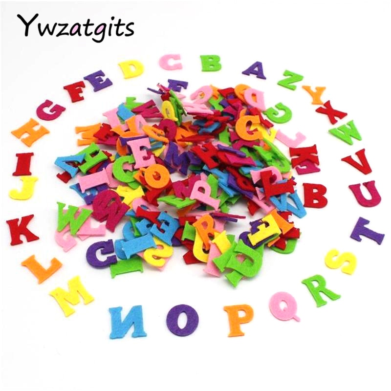 ywzatgits 100pcs/lot Random Mixed Letter Number Polyester Felt Fabric For DIY Toys Cloth Sewing Craft YB0530