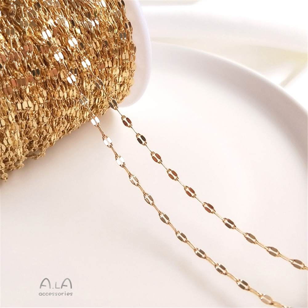 14K Vergulde Reliëf In Reliëf Gemaakte Batch Bloem Liefde Kettingpatroon Lange O Ketting Diy Eerste Sieraden Ketting Losse Ketting: Imitation Rhodium Plated