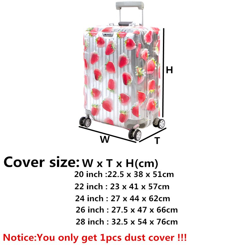 Couverture de poussière imperméable transparente de fraise 20-28 pouces couverture de protection de bagage de PVC accessoires de valise de voyage approvisionnement en produits