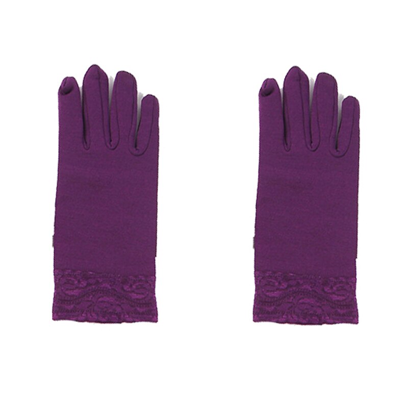 Gants en dentelle épaisse pour femmes, de mitaines courtes et épaisses à la pour la conduite, GL0324: Purple