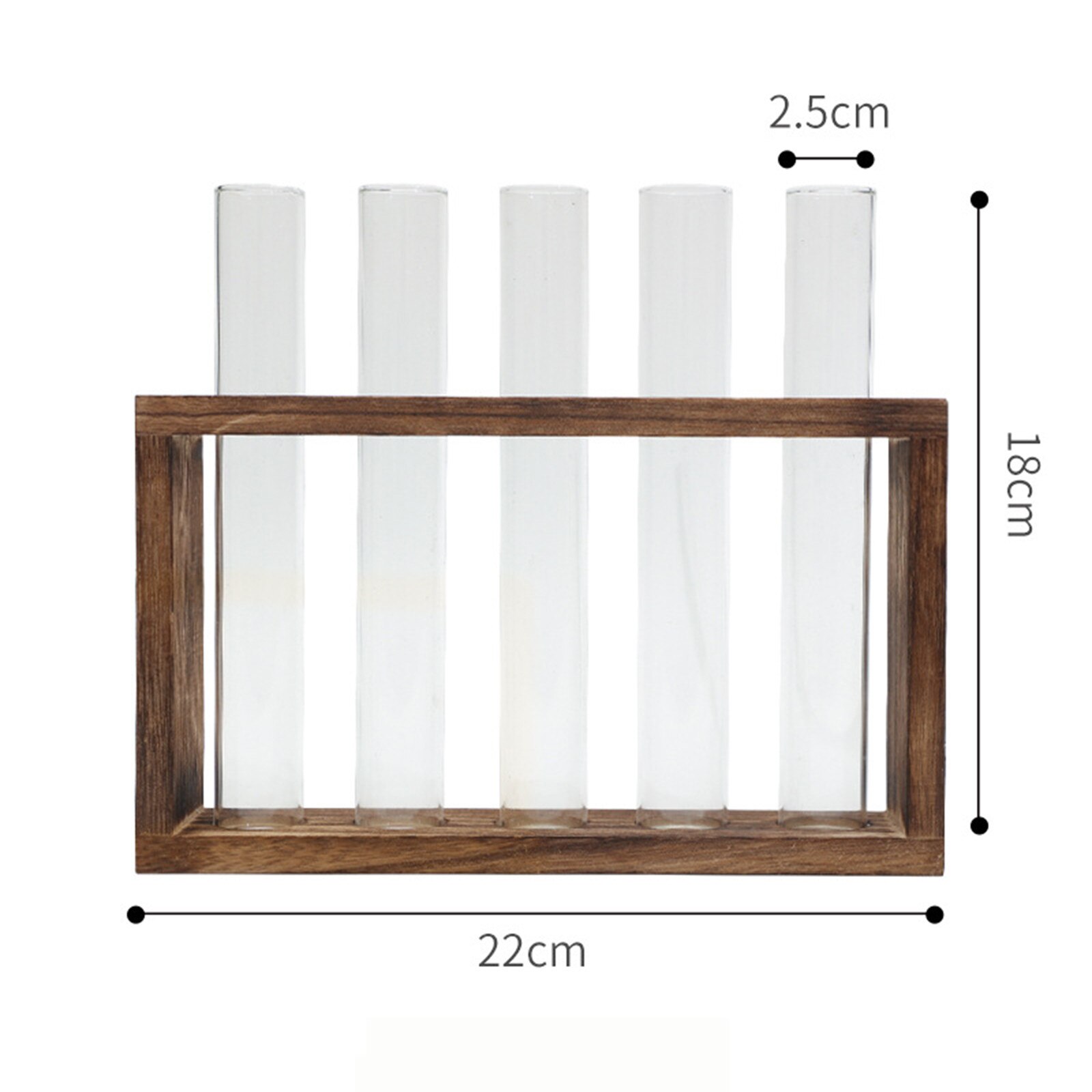 Contenedor de plantas hidropónicas con marco de madera, florero de tubo de ensayo de vidrio transparente para decoración del hogar,