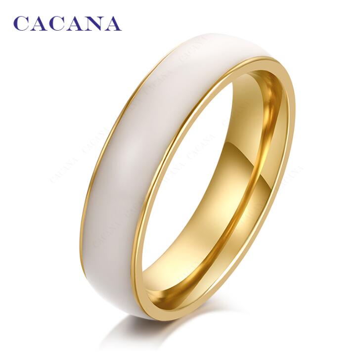 Cacana Rvs Ringen Voor Vrouwen Heldere Keramiek Mode-sieraden Geen. R140 141: 11 / Beige