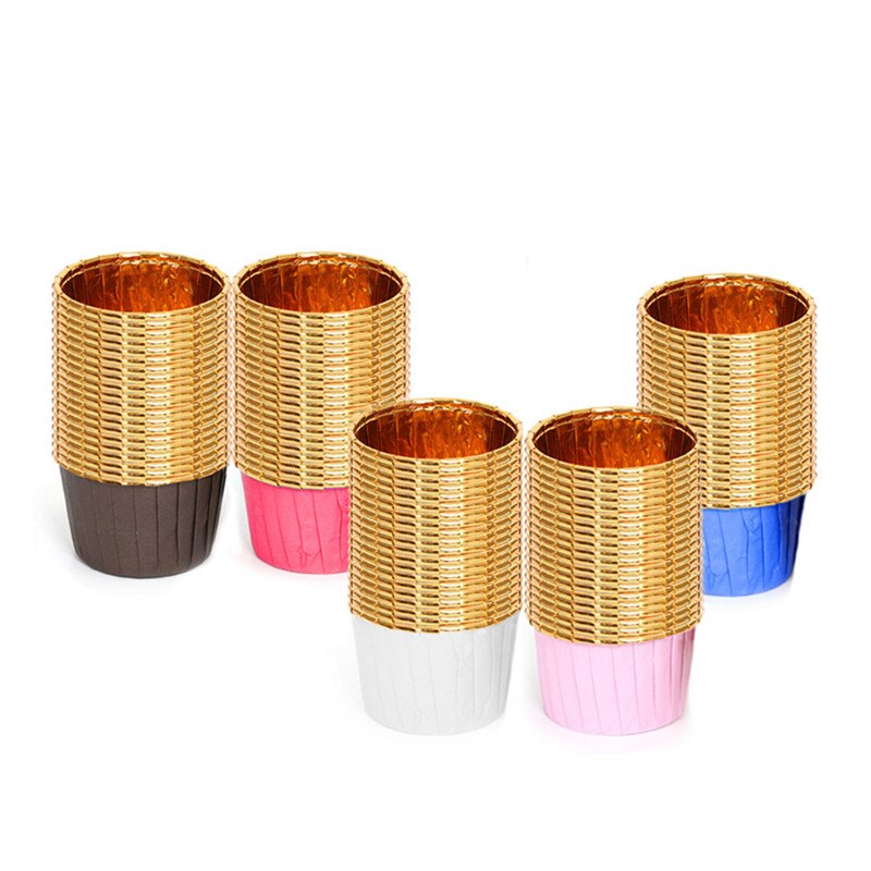50 stk cupcake olietæt bryllupsfest caissetter bagning muffin papir bakke ensidet folie rulle kop høj temperatur modstand