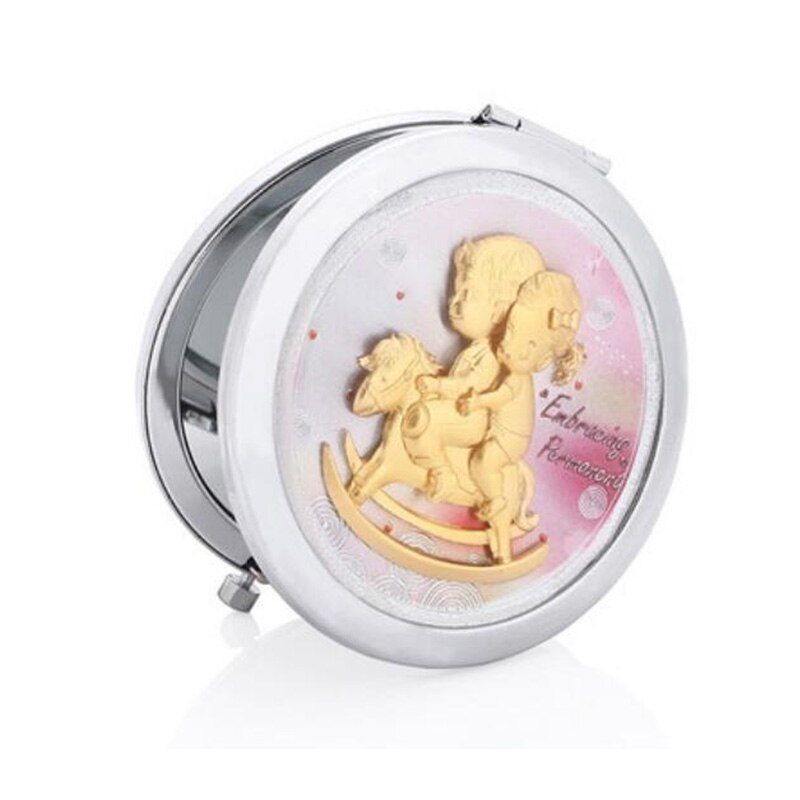 Asklove maquillage Miroir feuille d'or Miroir Portable pliant maquillage or Miroir envoyer amant petite amie cosmétiques miroirs: Embrace permanent