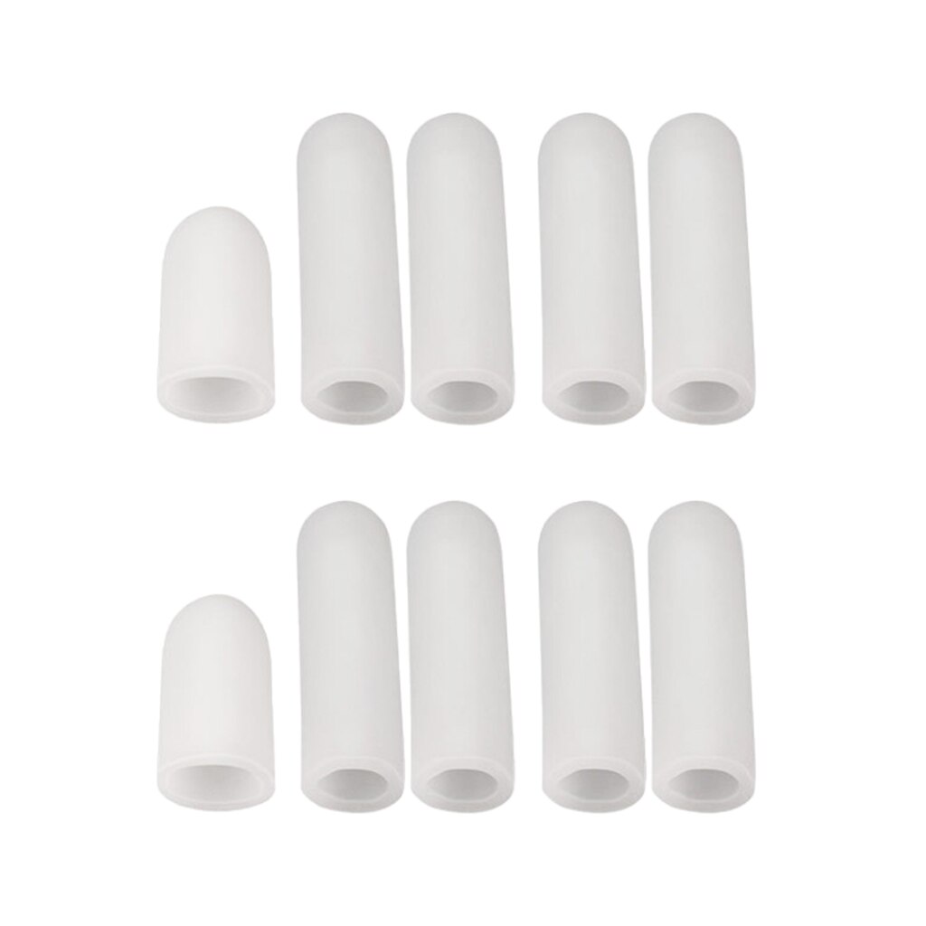 10 pièces élastique Gel orteil doigt capuchon couverture de protection attelle manches Tube ajustement pour les femmes hommes-peut être garni selon les besoins: Ivoire