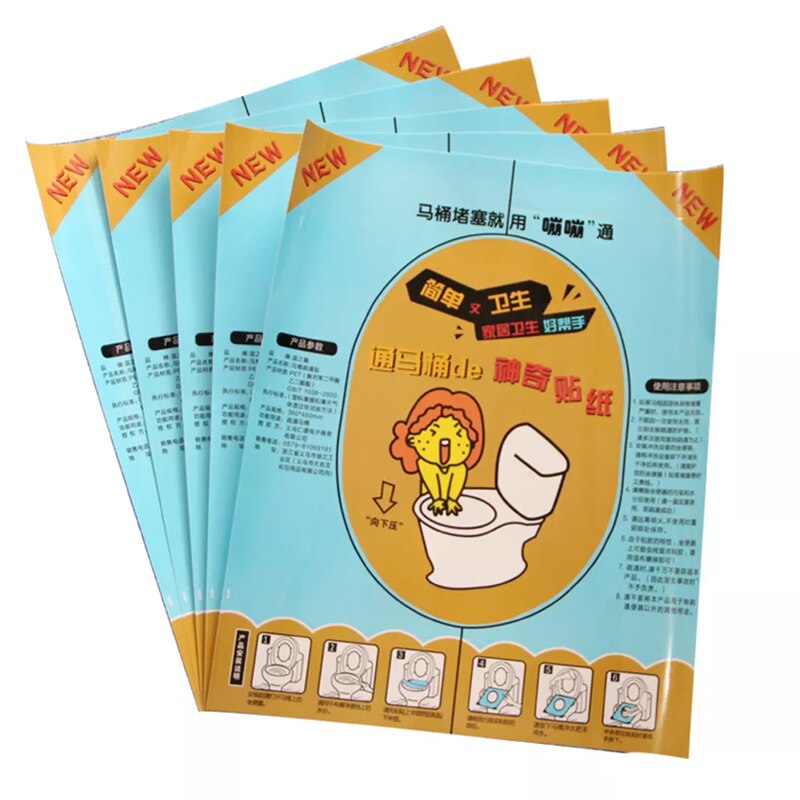 Wc Sticker Plunger Huisdier Wc Cleaning Tools Transparante Sticker Wc Baggeren Post Huishoudelijke Draagbare Accessoires: 5pcs