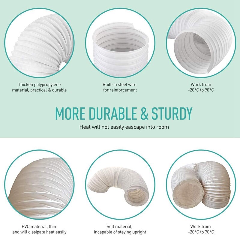 Exhaust Hose for Portable Air Conditioner, Exhaust Vent with 5.9 Inch Diameter,Clockwise Thread & Length Up to 59 Inches