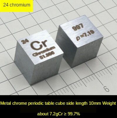 10mm terningsmetal kemiske prøver periodiske elementer fysiske viser periodiske tabel terning samling dekorationer: 24 chormium