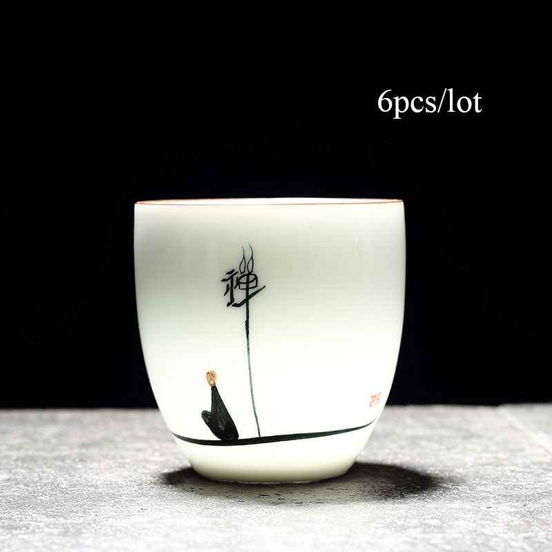 TANGPIN 6 pcs traditionele keramische kopje thee handgeschilderd sets van 6 cups chinese kung fu cup porselein Theekopjes sets drinkware 150ml: Style E