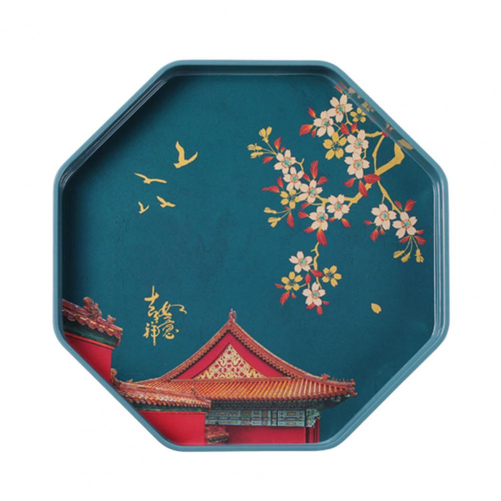 Chinese Traditionele Thee Lade Vierkante/Ronde Tafel Dienblad Voedsel Plaat Bruiloft Decoratie Plateau De Serviceподнос Для Декора: Cyan Round
