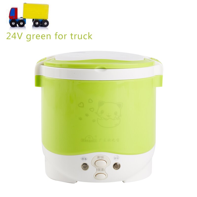 Cuiseur de riz 1l, utilisé dans la maison, 110v à 220v ou voiture 12v à 24v, suffisant pour deux personnes avec des Instructions en anglais: 24V green for truck