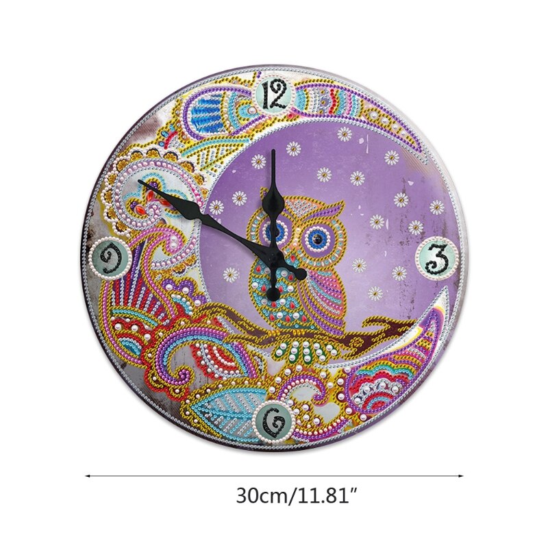 Reloj de pintura con diamantes de Mandala, cartel de hojalata de Metal 5D, bordado de diamantes de Cruz: 4