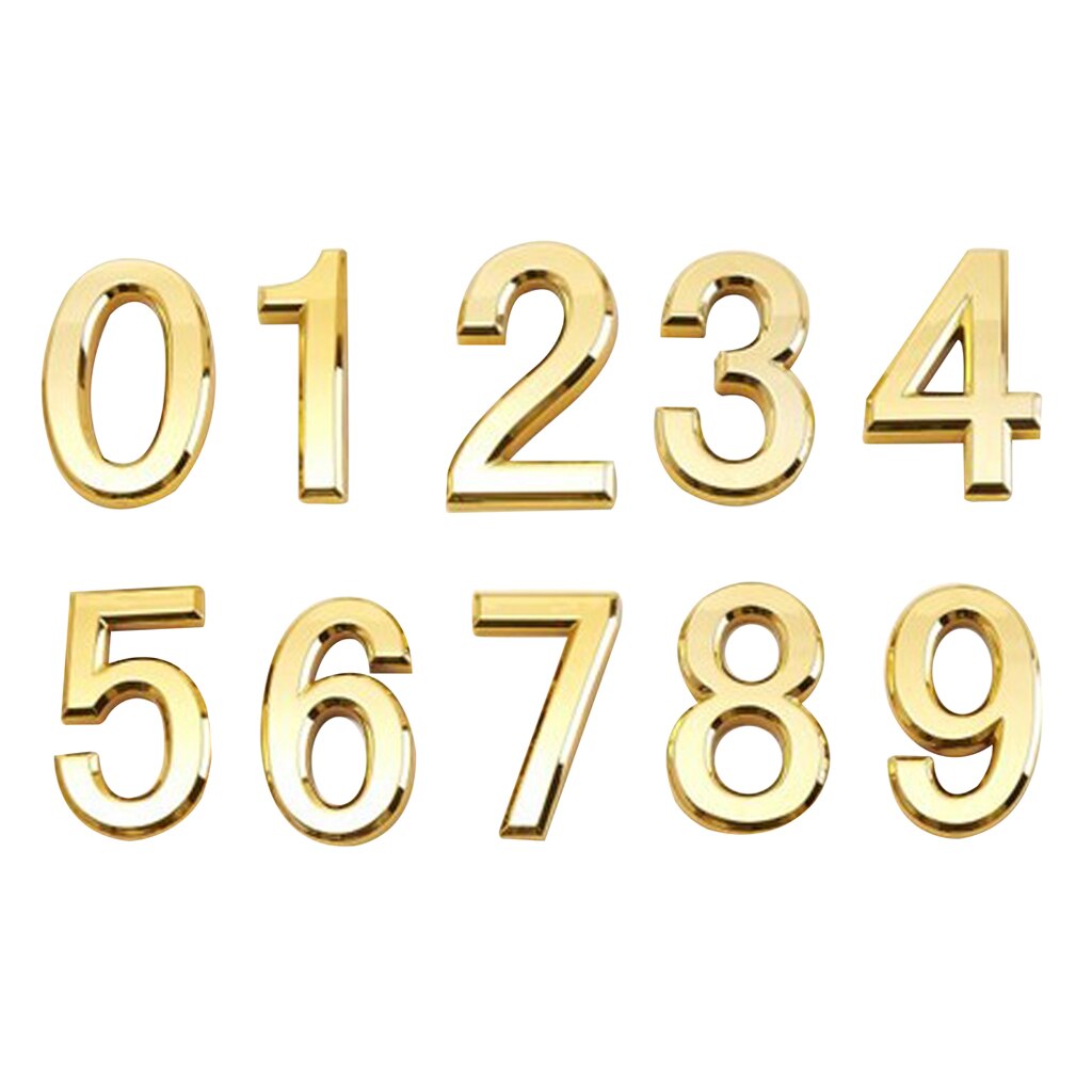 Zelfklevende moderne 3d huis hoteldeur numeriek cijfer 6 plaat goud