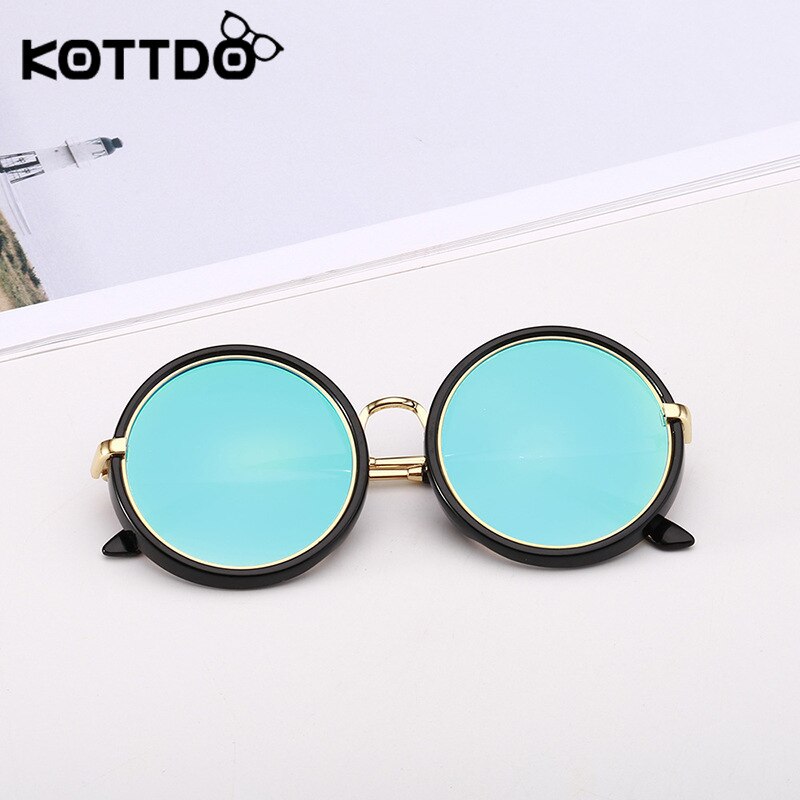 Kottdo klassiske runde børn solbriller vintage drenge piger børn solbriller metal antirefleks solbriller  uv400