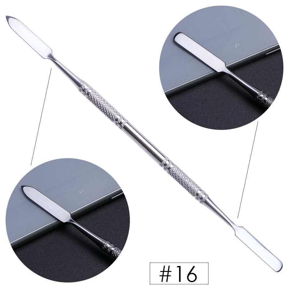 1pcs Dual-end Nail Cuticle Pusher Remover Stainless Steel UV Gel Polish Removal Trimmer Dead Skin Grinding Manicure Tool JI809-1: 16