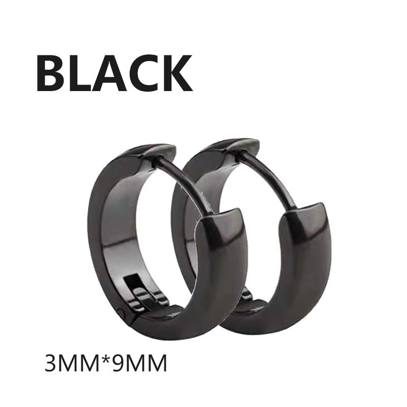 Pendientes de aro Punk negros de acero inoxidable para hombres y mujeres, pequeños colgantes de Cruz redonda de , accesorios de joyería, pendientes: PLATEADO