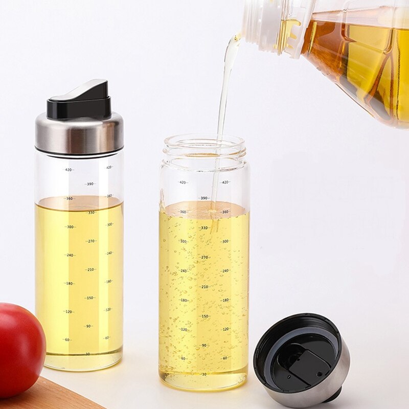 2 Pcs 450Ml Olive Oil Dispenser Bottle,Automatic Open and Close Oil Pot,Oil and Vinegar Measuring Bottle for Kitchen