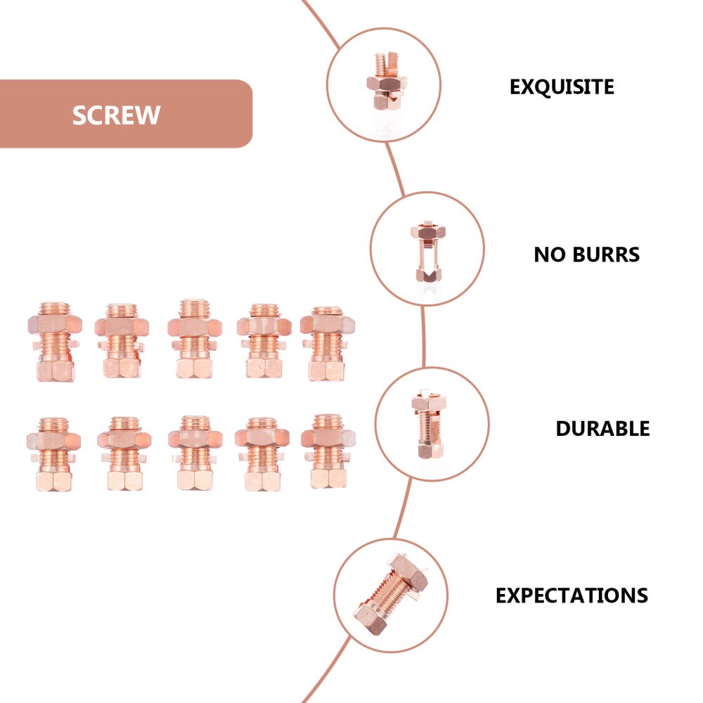 10pcs Sturdy Premium Durable Copper Split Bolt Split Bolt Bonding Connector