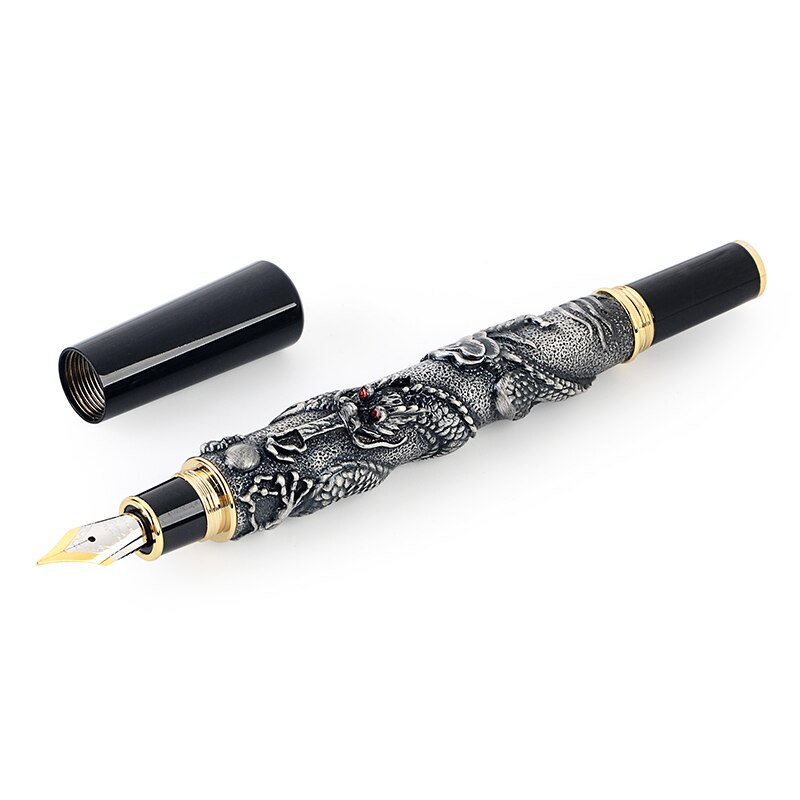 Noble-pluma estilográfica de Dragon Business, plumas de tinta de escritura dorada de Metal de punta fina de 0,5mm, suministros de papelería para la escuela y la Oficina
