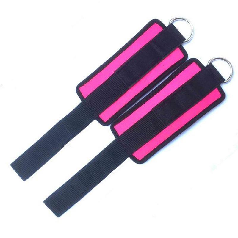 2 stuks Sport Enkelbandjes D-ring Enkel Kalveren Band voor Gym Workouts Machines Been Oefeningen (Rosy)
