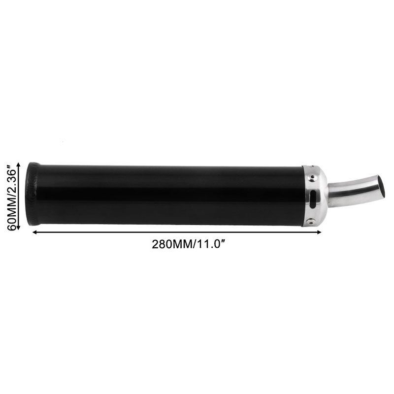 Silencieux d'échappement modifié noir incurvé, 60x280mm, pour moto