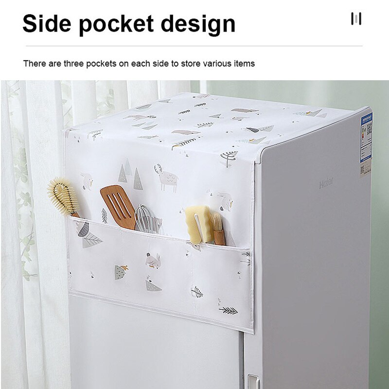 Home Refrigerator Anti-dust Cover Waterproof Refrigerator Cover Multifunction Hanging Storage Bag for Washing Machine Top Covers