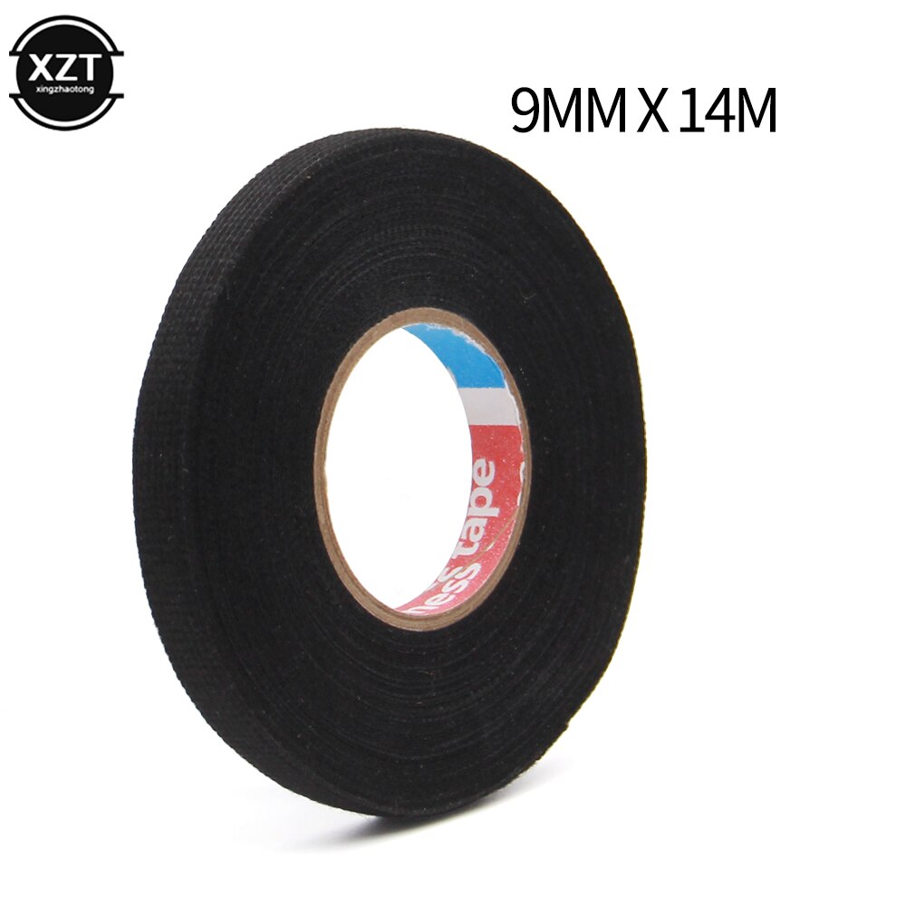 1pc Heat-resistant Adhesive Cloth Fabric Tape For Car Auto Cable Harness Wiring Loom Protection Width 9/15/19/25/32MM Length 15M: 9MM x 14M